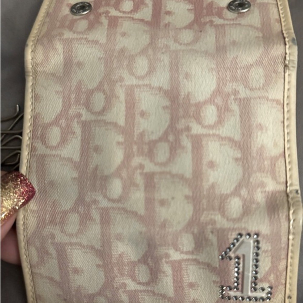 Dior Pink Monogram rhinestone key holder